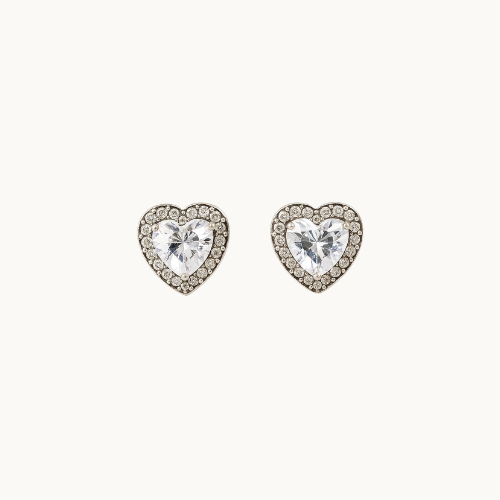 Brinco Stud Crystal Heart